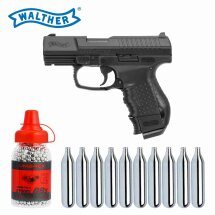 Luftpistolenset Walther CP99 compact brüniert 4,5 mm BB Blowback (P18)+ 10 Co2 + 1500 Schuss