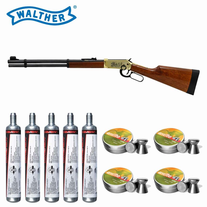 SET Walther Lever Action Wells Fargo long 4,5 mm Diabolo CO2-Gewehr 88 Gramm Version (P18)