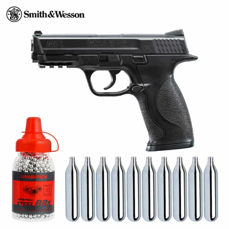 Luftpistolenset Smith & Wesson M&P 4,5 mm BB schwarz (P18) Co2-Pistole