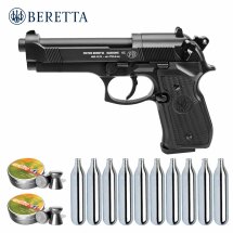 Luftpistolenset Beretta 92 FS 4,5 mm Diabolo brüniert Co2-Pistole (P18)