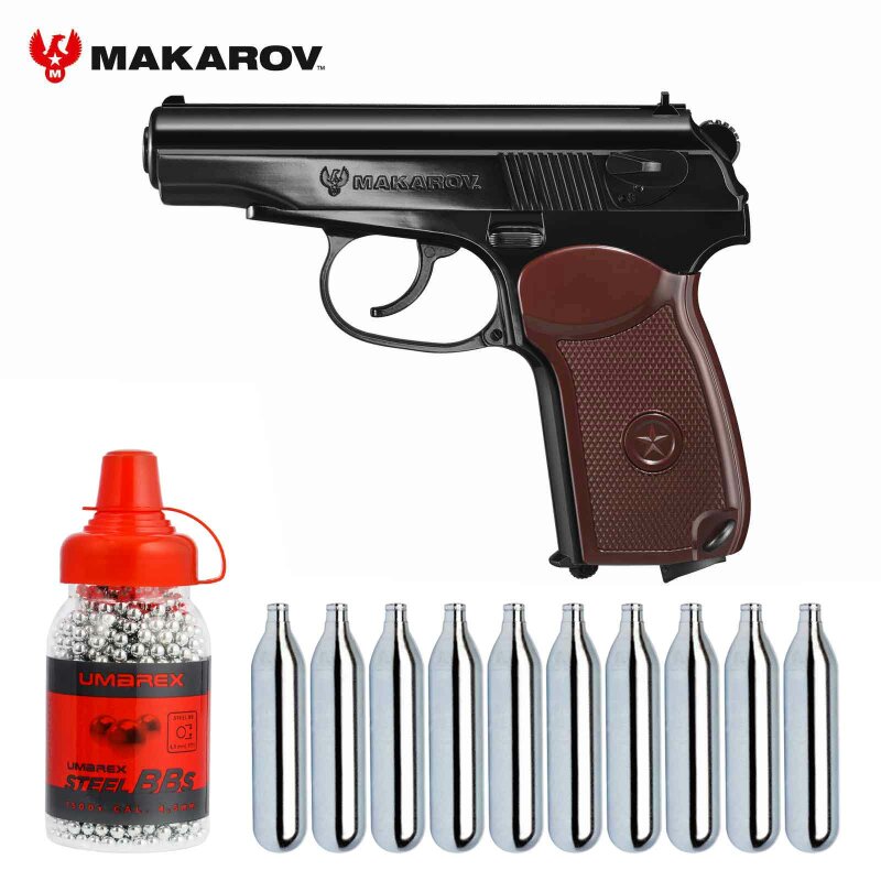 Luftpistolenset Makarov Co2-Pistole 4,5 mm BB (P18)