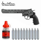 Co2 Revolver Set: Dan Wesson 8" Kaliber 4,5 mm Stahl BB Schwarz (P18)