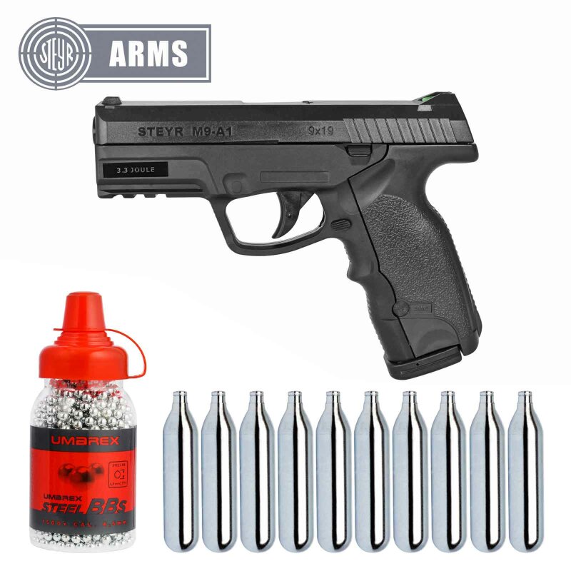 Luftpistolenset Steyr M9A1 4,5 mm Stahl BB Co2-Pistole Non Blow Back (P18)