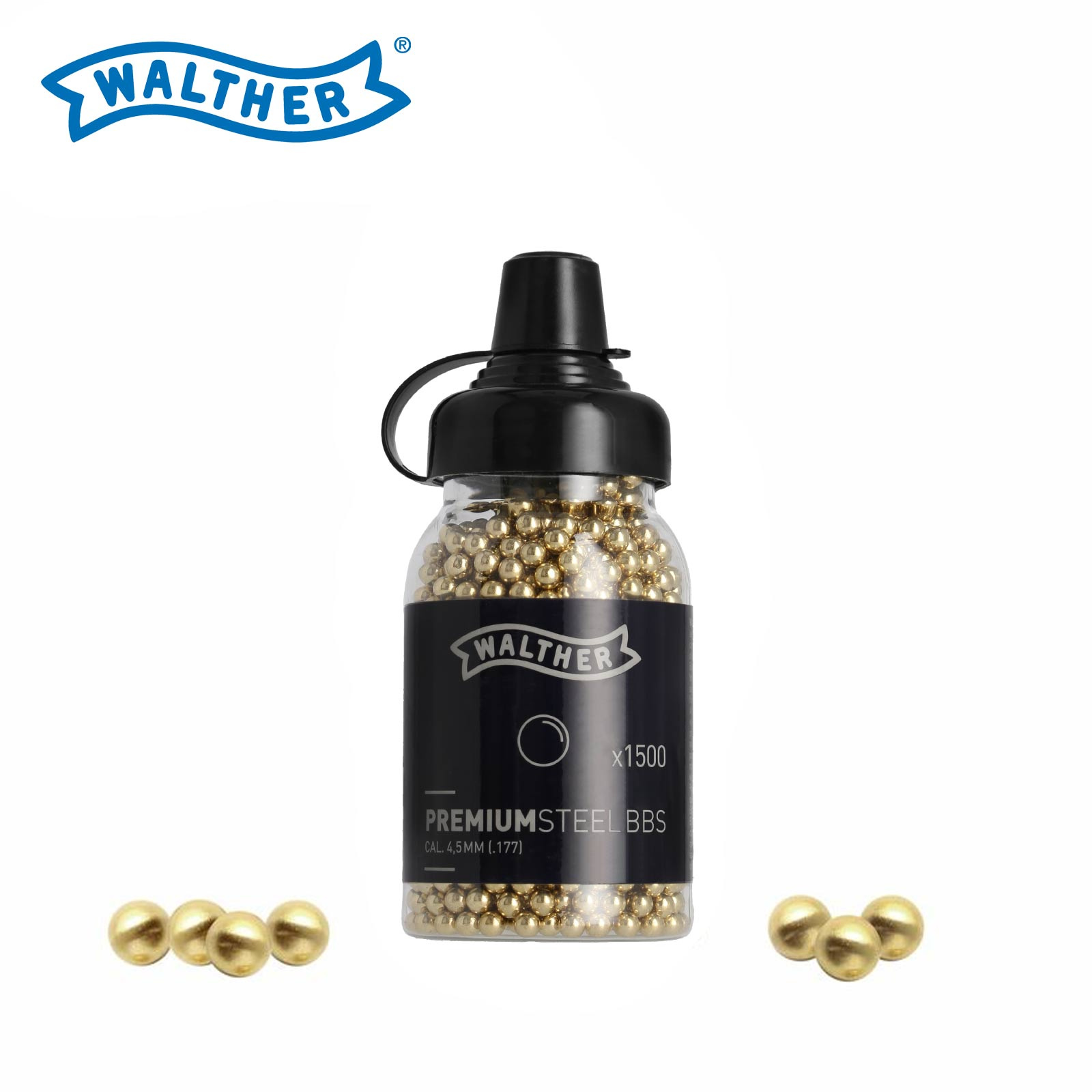 1500 Walther Premium Steel BBs 4,5 mm .177 für Co2 Waffen
