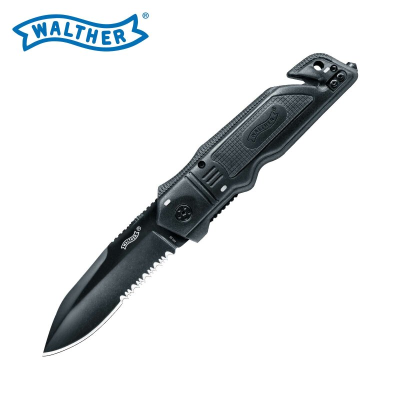 Walther Rettungsmesser ERK Rescue Knife mit schwarzen Griff inkl. Holster (P18)