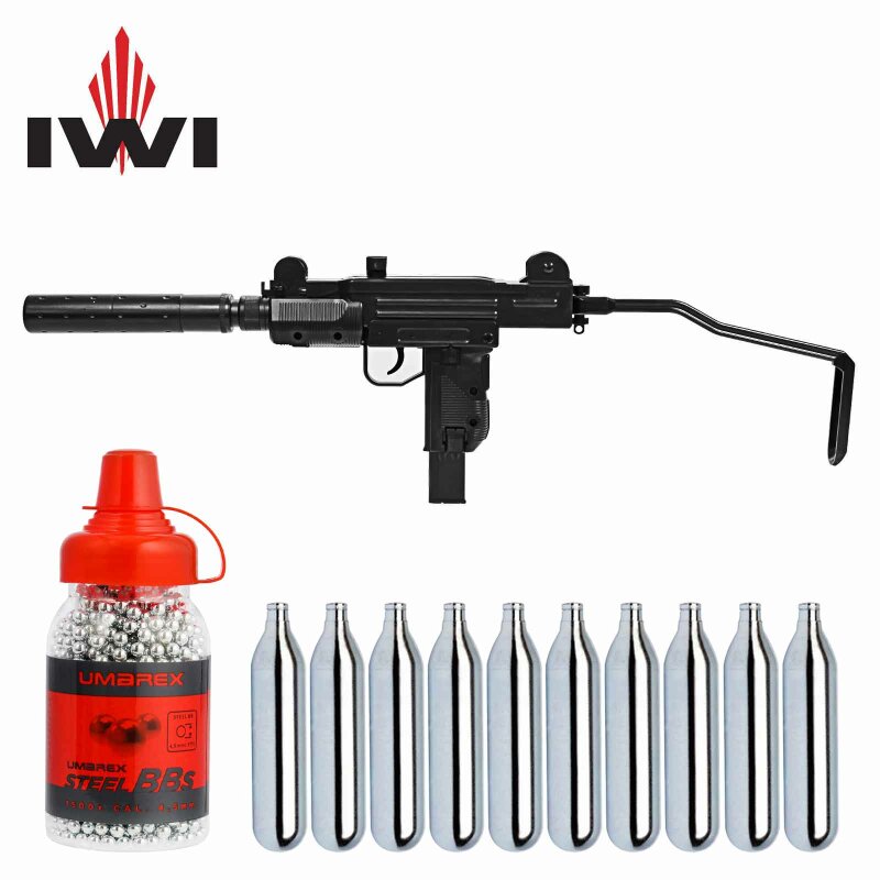 SET: IWI Mini UZI - 4,5 mm Stahl BB Co2 Blowback (P18)