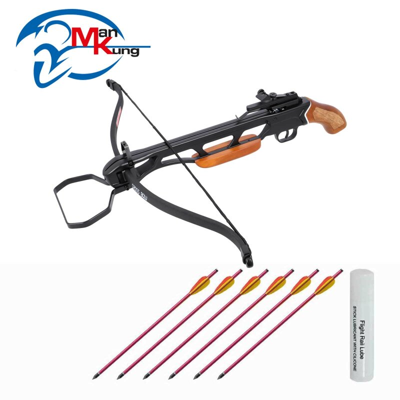 SET: Recurve Armbrust Man Kung Hawk® 74 Holzoptik Kurz 150lbs (P18)