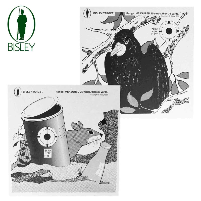 Bisley Zielscheiben doppelseitig bedruckt Rat & Crow 50er Pack - 17 x 17 cm