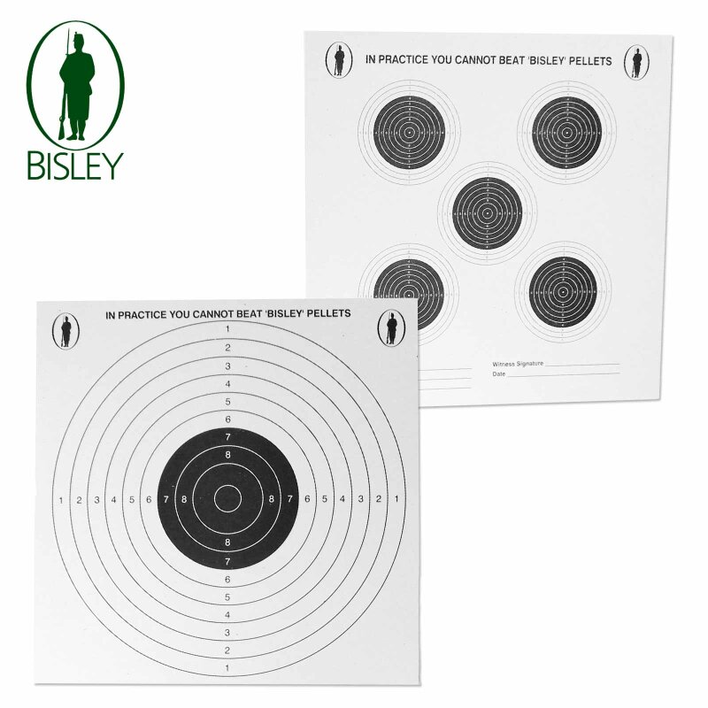 Bisley Zielscheiben doppelseitig bedruckt 50er Pack - 17 x 17 cm