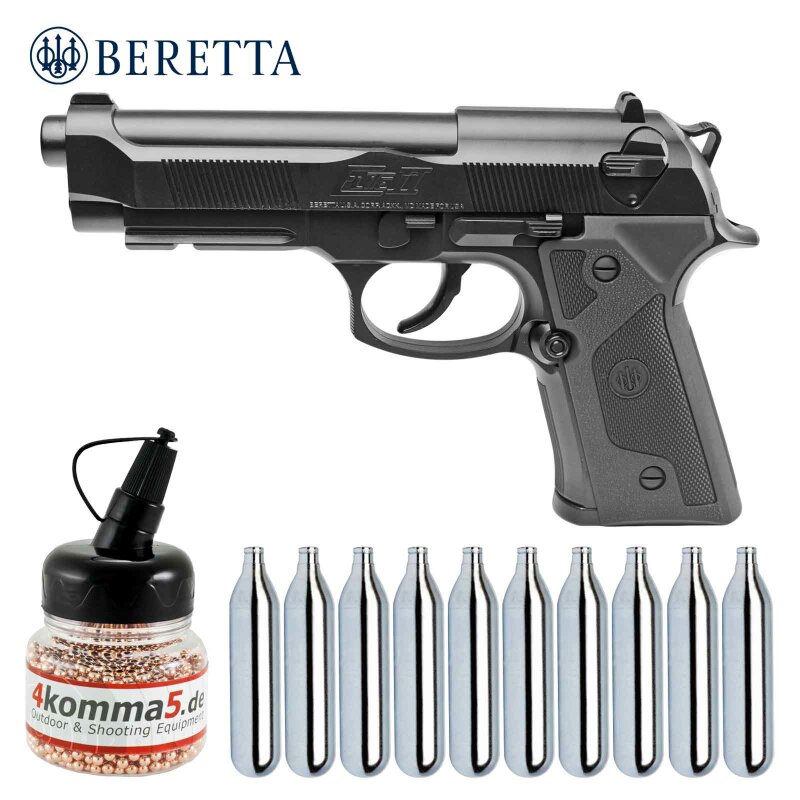 Luftpistolenset Beretta Elite II 4,5 mm BB Co2 (P18) + 10 Co2-Kapseln + 1500 Stahl-BBs 4komma5