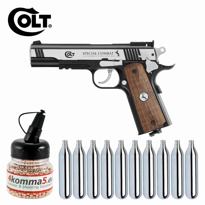 Luftpistolenset Colt Special Combat Classic 4,5 mm BB (P18) Co2-Pistole + 10 Co2-Kapseln + 1500 Stahl-BBs 4komma5