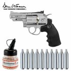 Co2 Revolver Set: Dan Wesson 2,5" Kaliber 4,5 mm Stahl BB Co2 Silber (P18) + 10 Co2-Kapseln + 1500 Stahl-BBs 4komma5