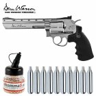 Co2 Revolver Set: Dan Wesson 6 Kaliber 4,5 mm Stahl BB Silber (P18) + 10 Co2-Kapseln + 1500 Stahl-BBs 4komma5