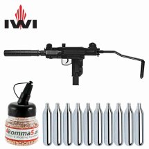 SET: IWI Mini UZI - 4,5 mm Stahl BB Co2 Blowback (P18) +...